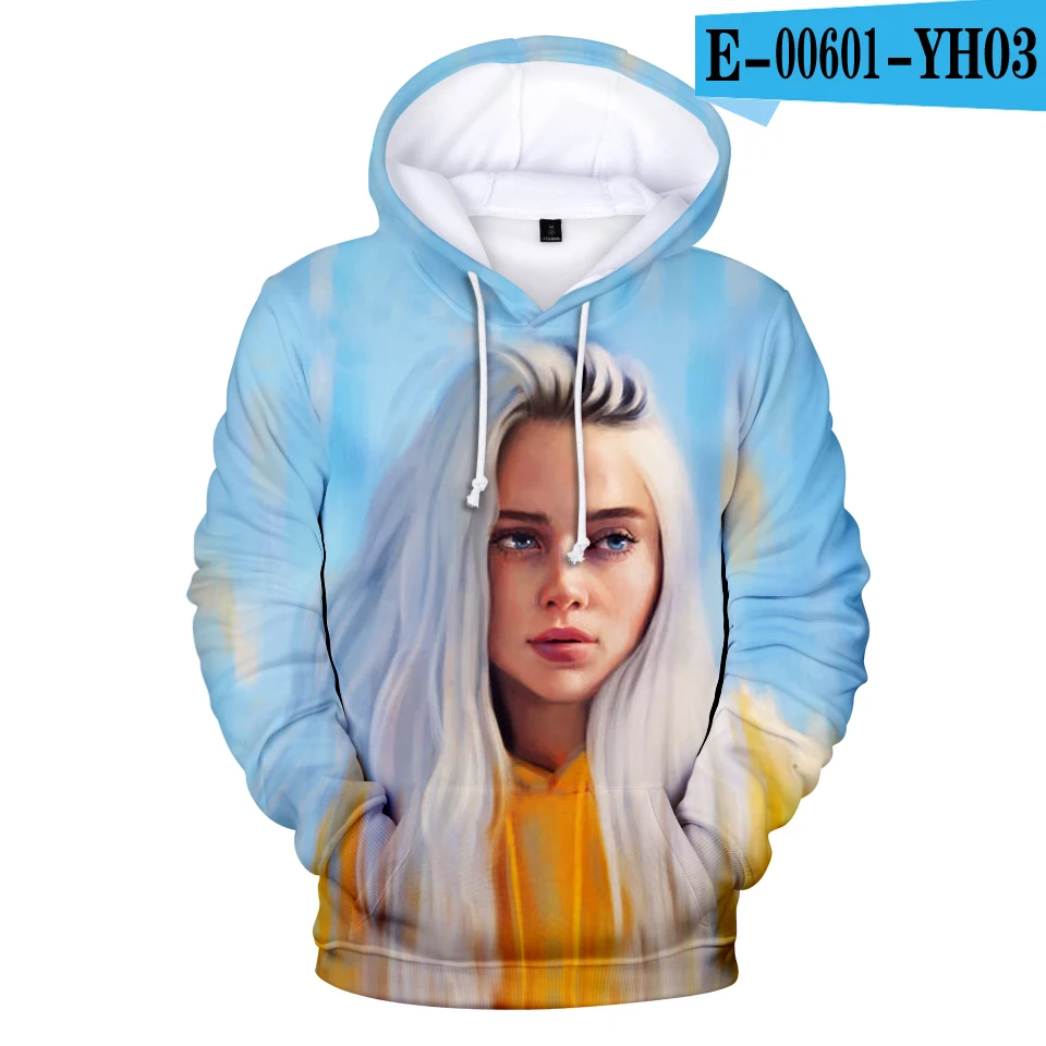 Новое поступление, Billie Eilish, 3D толстовки, женские, мужские, модные, Harajuku, хип-хоп, 3D принт, Billie Eilish, женские толстовки, толстовка - Цвет: 3D