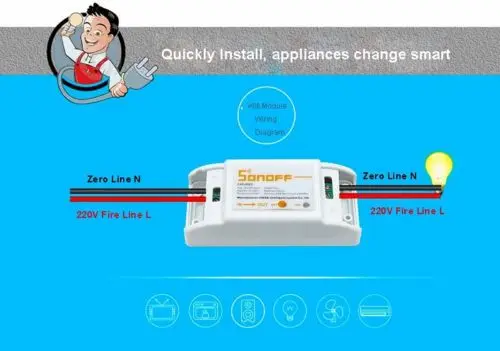 AC90V-220V Sonoff умный дом WiFi беспроводной модуль переключателя, интеллектуальное DIY управление переключателем таймера через IOS Android с чипом FM433