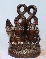 

001122 China Red Bronze Fengshui Refined Two Lucky Elephant Wealth Rich YuanBao statue