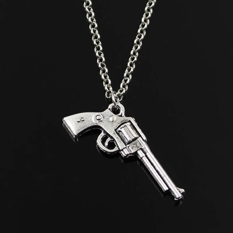 Simple Classic fashion machine gun assault rifle Antique Silver Pendant