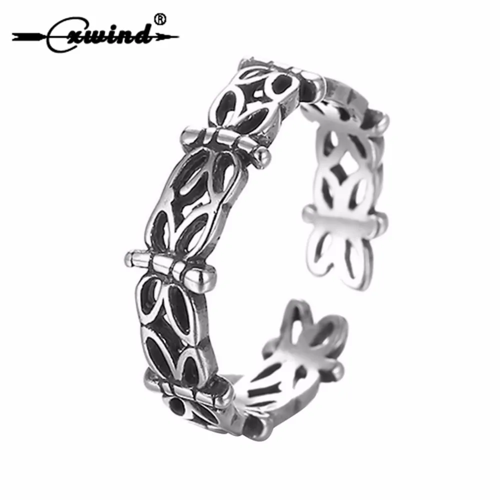 Cxwind Antique Silver Butterflies Stackable Ring Handmade Resizable Toe Foot Rings For Women Body Jewelry Punk Animal Accessary
