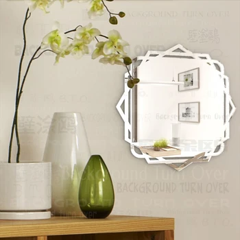 

Mirror Wall Mirrors For Home Vanity Decor Makeup Body Shower Bedroom Vintage Living Square Line Geometric Geometry M001