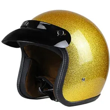 Capacete do vintage Retro Vintage Couro Sintético Scooter Casco Moto Cruiser Chopper Cafe Racer 3/4 Abrir Rosto Capacete DOT