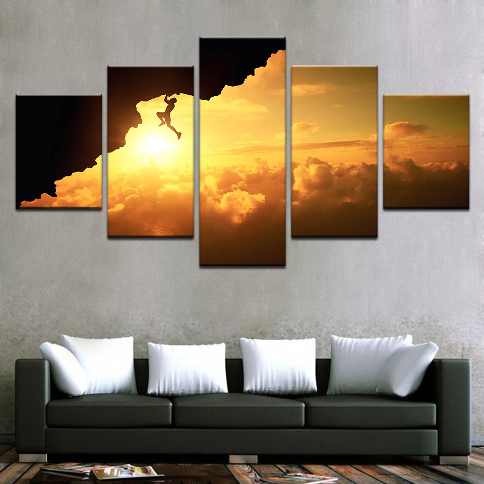 Canvas-Prints-Pictures-Wall-Art-Framework-Home-Decor-5-Pieces-X-Games-Exercise-Rock-Climbing-Paintings (2)
