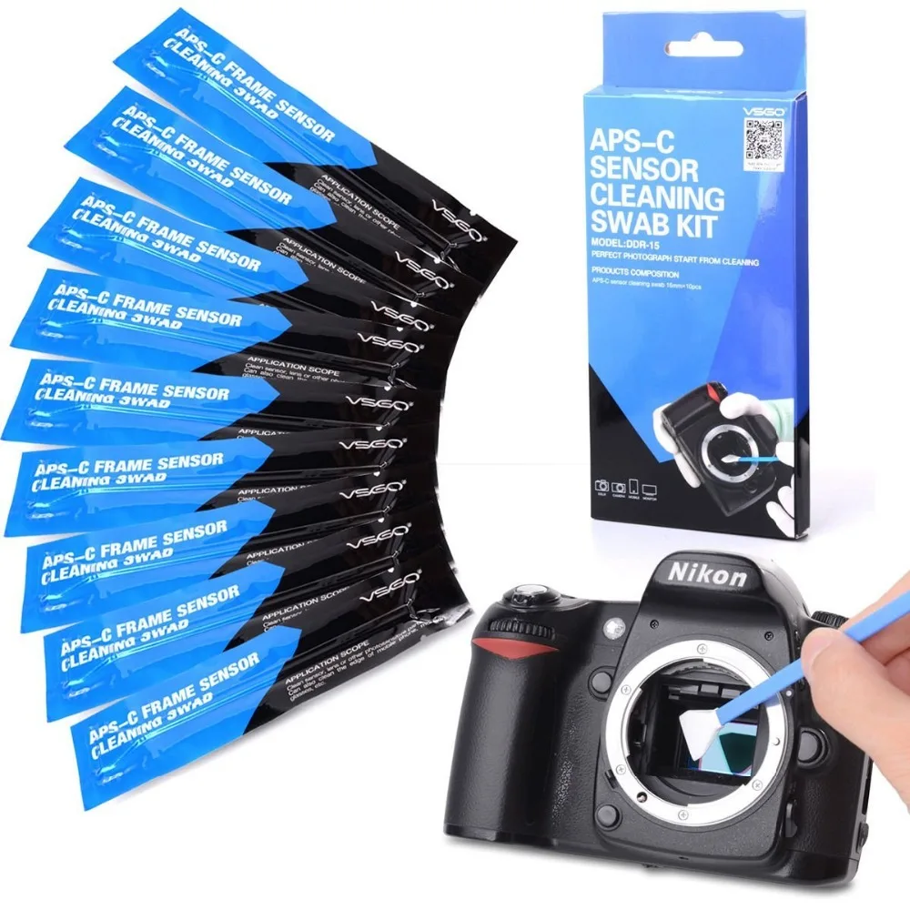 VSGO Camera Sensor Cleaning Kit DDR 15 10PCS Sensoe Swabs for Nikon SLR font b Digital