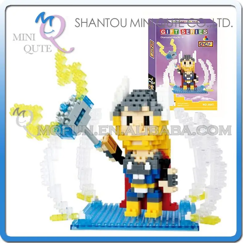 128pc/lot Mini Qute QCF 3D Marvel Avenger Super hero Thor scene diamond nano plastic building block kids educational toy NO.9847 | Игрушки и