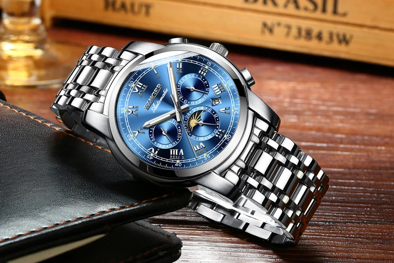 Швейцарские автоматические механические часы для мужчин Бингер люксовый бренд мужские s часы сапфировые наручные часы водонепроницаемые relogio masculino