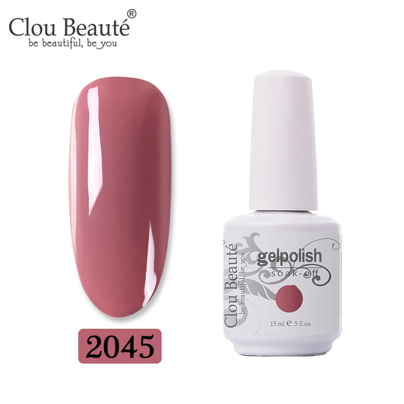 Clou Beaute УФ светодиодный Гель-лак без протирания верхнее Базовое покрытие Гель-лак Hybird 375 цветов набор гель-лаков для ногтей для маникюра 15 мл гель для ногтей - Цвет: 2045