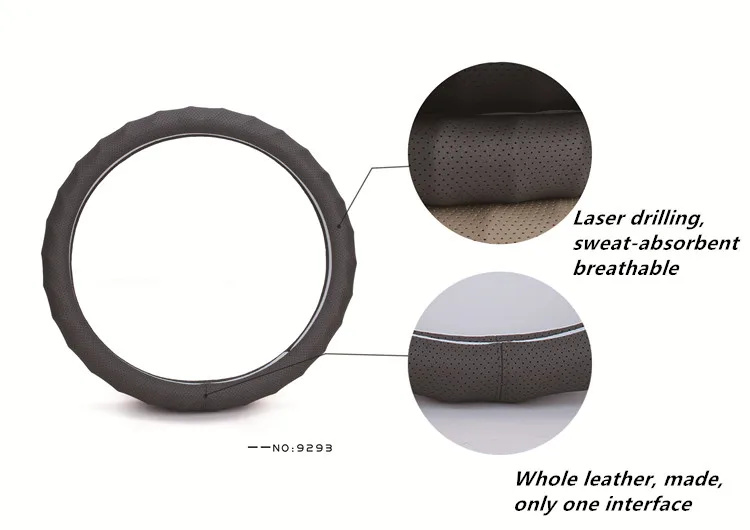 Car accessories Leather Car steering wheel cover All year can use sport Car styling Auto steering wheel Diameter (5)
