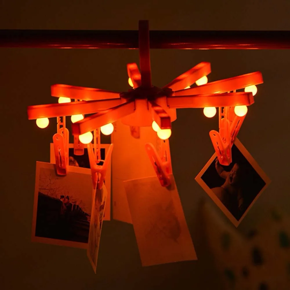 

LED Night Lights Hanger Creative Plastic Folding Hanger Clips for Pictures Wedding Photo Holder Party Wall Hanging Novelty Light
