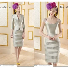 Hohe Qualität Knielangen Mutter der Braut Kleider mit Jacke Spitze Appliques Formal Abendkleid Elegante vestido de madrinha