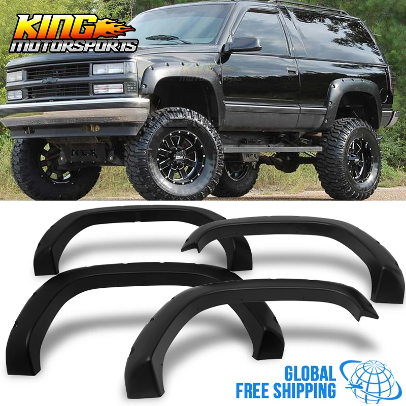 Black Smooth Pocket Style Fender Flares Wheel Cover For 88-98 Chevy GMC C/K 