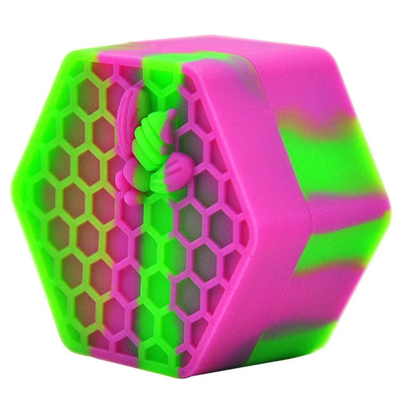 JX-LCLYL 1x Portable 26ml NonStick Hexagon Honeybee Silicone Dab Container Wax Jar
