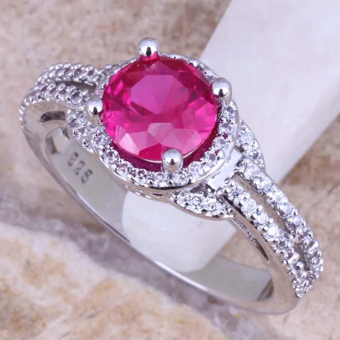 

Luxurious Red Cubic Zirconia White CZ 925 Sterling Silver Ring For Women Size 5 / 6 / 7 / 8 / 9 / 10 S0449