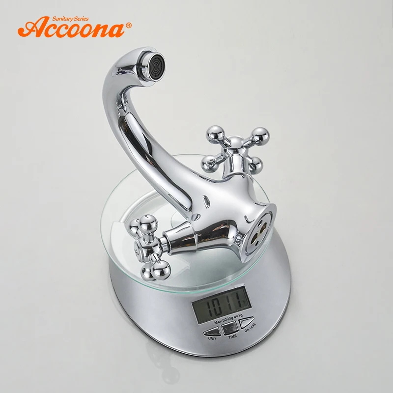 Accoona Retro European Bathroom Basin Faucets Chrome Plating Single Handle Hot and Cold Mixer Tap D