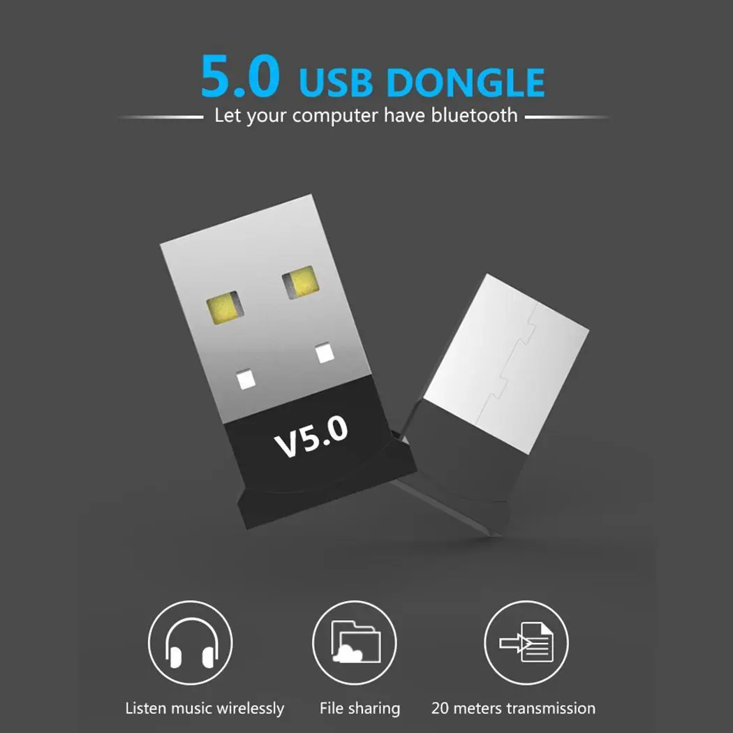 

Bluetooth Adapter 5.0 Driverless Bluetooth Audio Receiver Plug and Play for USB 10 (Mbps) Desktop 10 (m) PC