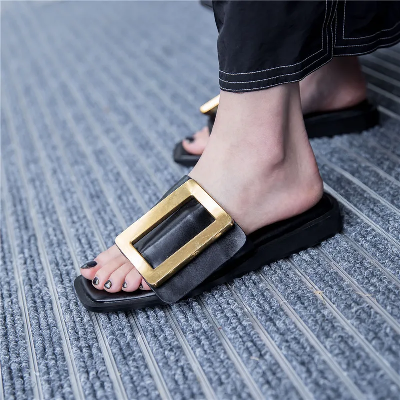 Prova Perfetto для женщин шлёпанцы для пояса из натуральной кожи Летние сланцы мода пряжки женские гладиаторы сандалии, удобная обувь