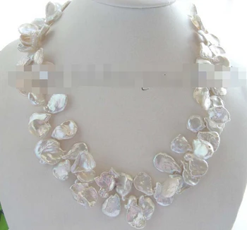

Miss charm Jew1092 Natural 25mm White Reborn Keshi Pearl Necklace 14k