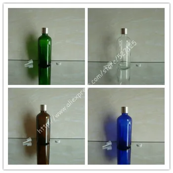 

100ml shiny clear/green/brown/blue glass bottle with shiny silver aluminum screw cap,essential oil bottle.