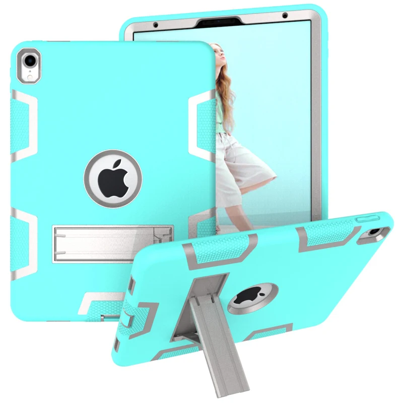

3-in-1 Dual Layers PC+TPU Shock Proof Tablet PC Cases for iPad Pro 11"(2018) Contrast color Tablet Case with Kickstand Function