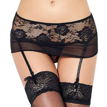 

Jarretelles Sexy Woman Black Garter Belt Plus Size M XL 5XL 3XL Floral Garters For Women Jartiyer Sexy Set With G string PS5102