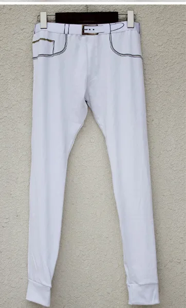 Брендовые мужские кальсоны из чесаного хлопка, мужские теплые штаны, тонкое эластичное сексуальное мужское нижнее белье, обтягивающие леггинсы, кальсоны - Цвет: Белый