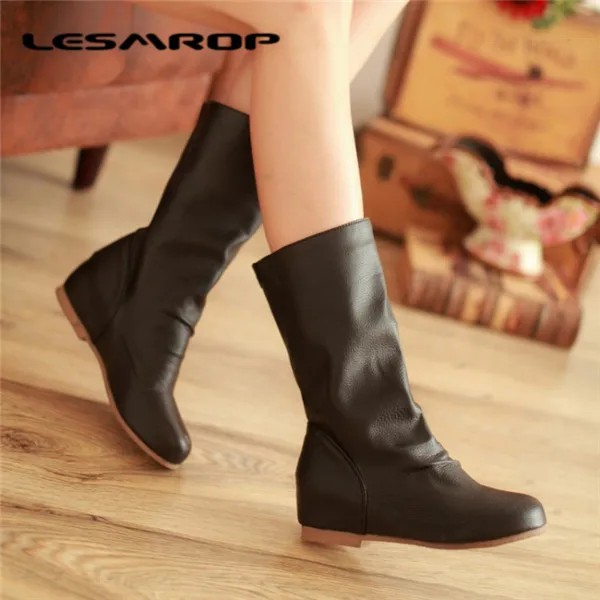 Новые брендовые женские сапожки повседневные кожаные ботинки в рыцарском стиле цельные боты полуботинки на шнуровке на плоской подошве#0141 размер 35–43 - Цвет: Черный