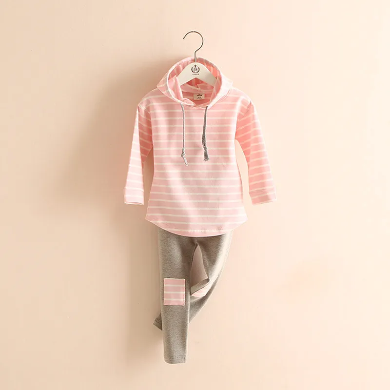 

Children Striped Clothing Set Full Sleeve Hoodie + Pants Fashion Autumn Winter Baby Kids Girls Clothes Cotton Outerwear