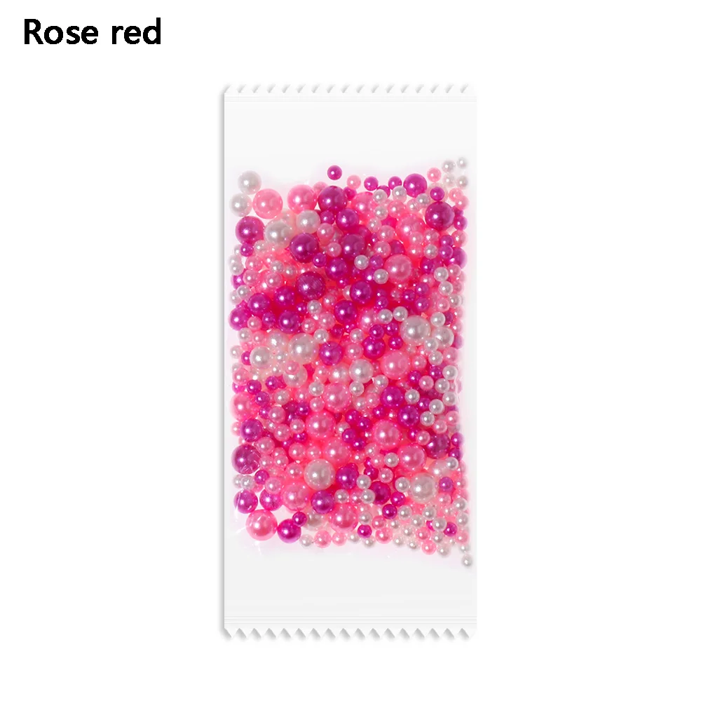 500Pcs/Bag 2.5-5mm Mix Rainbow Color Round UV Resin Imitation Pearl Beads No Hole Loose Beads DIY Jewelry Necklace Making Craft - Цвет: rose red