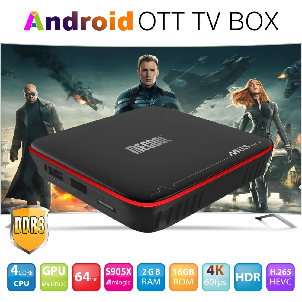 

M8S Pro + Smart TV BOX Android 7.1 Wireless Media Player UHD S905 Quad Core 2GB / 16GB 4K HDMI TF RJ45 LAN