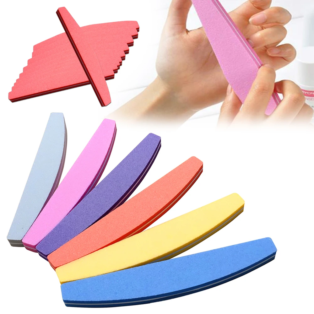 

10Pcs/lot Milled Pedicure Manicure Long 10 Pieces 100/180 Standing Buffing Polish Nail File Polish Pedicure Beauty Buffers