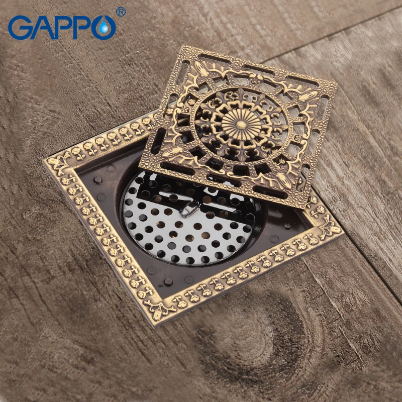 

GAPPO Insert Square Floor Waste Grates Bathroom Tile Shower Floor Drains Antique Fltro Ducha Drain Shower Hair Strainer 40z