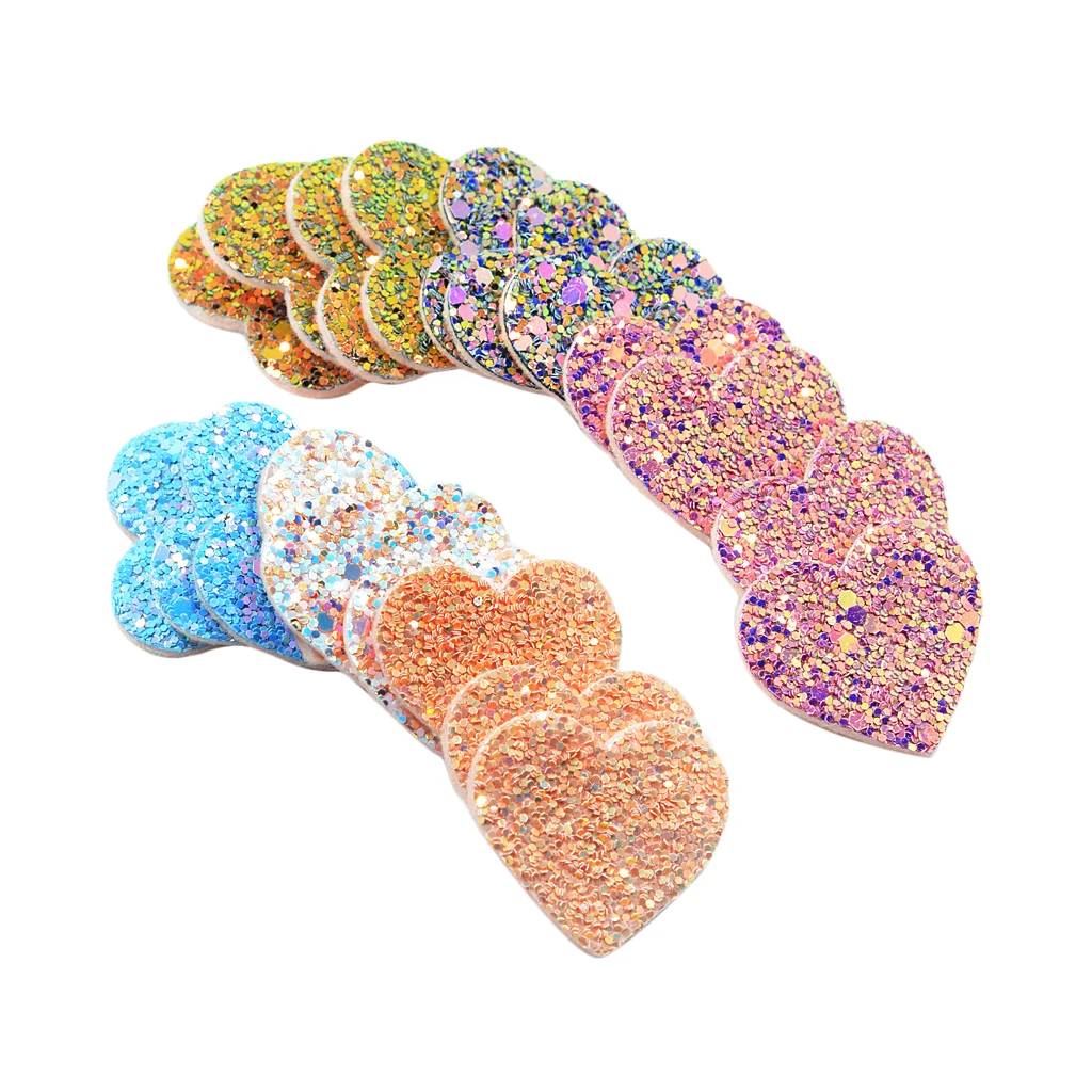 20x Padded Felt Heart W Sequin Appliques Embellishment Craft For Card Making