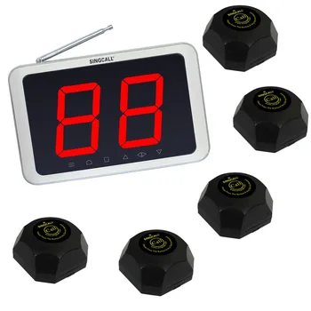 

SINGCALL Wireless Calling System Paging Button, Nice Call Button and smart display receiver.1 receiver with 5 pagers