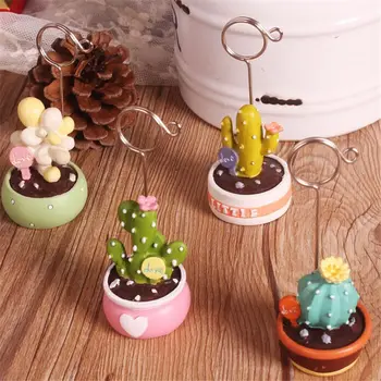 

Coloffice Korean Cactus Mini Bonsai Fleshy Note Folder Desktop Message Clip Card Holder Decoration Office School Supplies 1PC