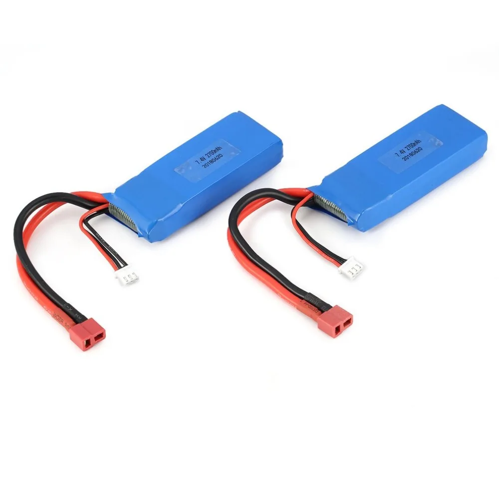 2pcs 7,4 V 2700 mAh 20C 2 S Lipo батарея с Т-штекером для Wltoys 10428-A 10428-B 10428-B2 10428 1/10 RC Гусеничный автомобиль Feilun FT012