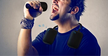 

fashion portable creative wireless bluetooth waterproof HI-FI mobile KTV set with one hand speaker and one microphone