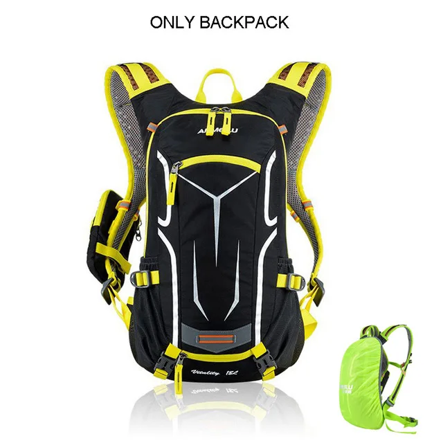 18L водонепроницаемый велосипедный рюкзак, сверхлегкий MTB велосипедная сумка для мужчин, открытый велосипедный гидратационный рюкзак с дождевиком, без сумки для воды - Цвет: Цвет: желтый