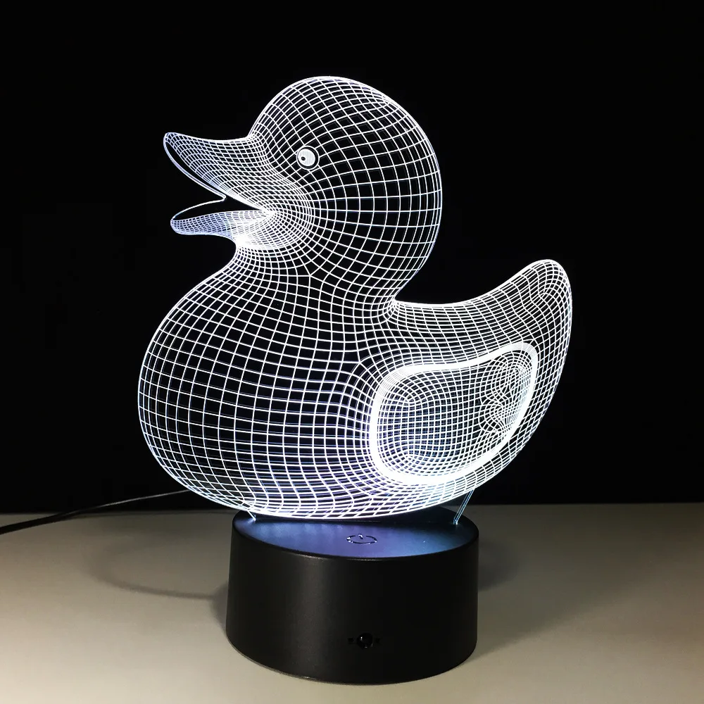 3D СВЕТОДИОДНЫЙ Ночник Новинка визуальный USB Lampara Настольная лампа Творческий Детские спальные светильник милые животные утка Форма лампа
