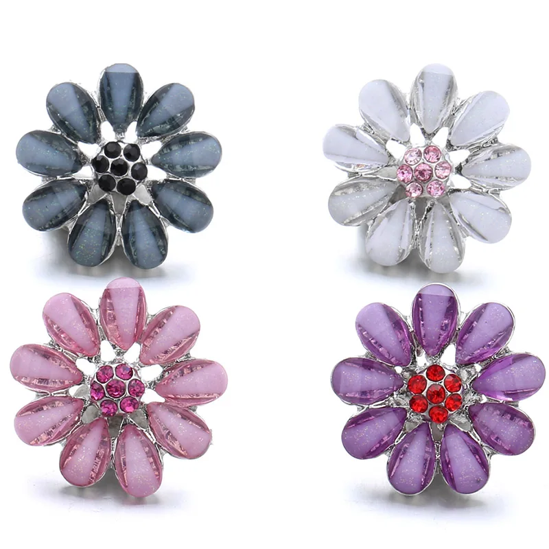 

10pcs/lot New Snap Jewelry Flower silver Snap Buttons Fit DIY 18mm Snaps Bracelet NECKLACE bangle Button Jewelry