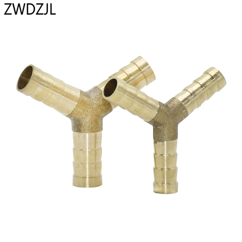 Y Shape Brass Barb Hose Fitting Tee 8mm 10mm 3 Way Hose Tube Barb Copper Barbed Coupling