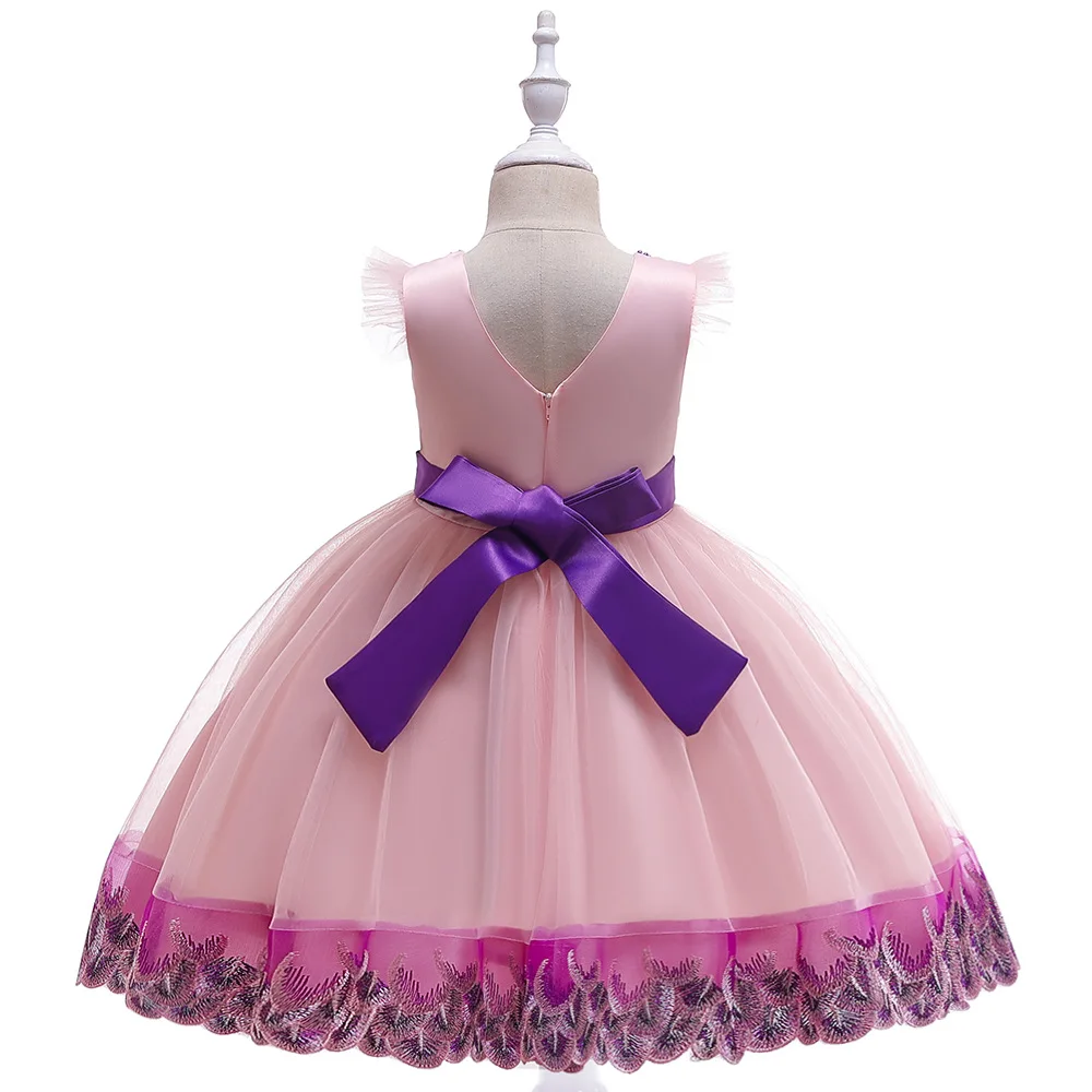 Бальное кружевное розовое Строгая детская одежда принцессы праздничные платья для от 3 до 10 лет в наличии Нарядные платья