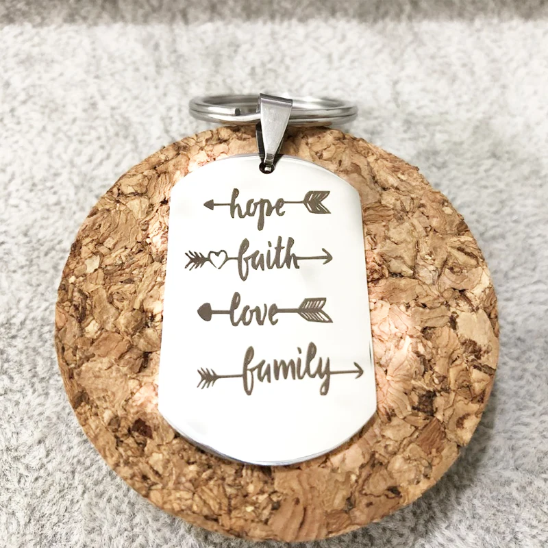 Модные креативные автомобильные брелоки с гравировкой Love Hope Faith Семейные Брелоки