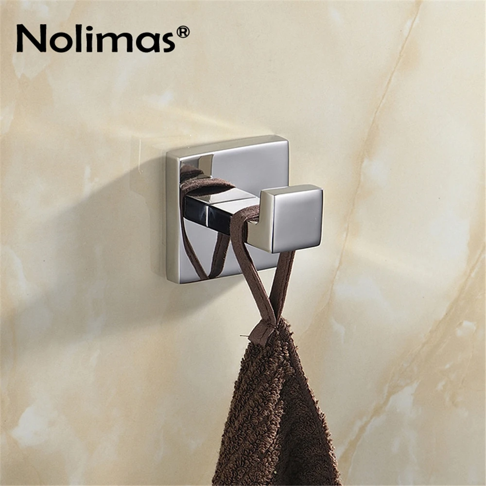 

SUS 304 Stainless Steel Robe Hook Lithe Deluxe Mirror Polished Towel Hook Wall Mount Square Towel Robe Coat Hat Door Hanger