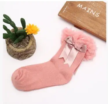 Креативные носки; удобные кружевные носки принцессы для малышей; Хлопковые вязаные носки с бантом для новорожденных девочек - Цвет: Dark pink big lace