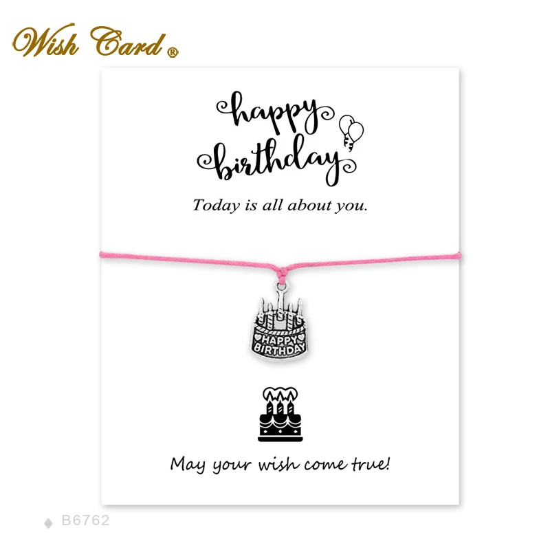 Wish Card Happy Brithday Bracelet for Friend Colorful Chain May Your Come True Jewelry Adjustable WJ0005 | Украшения и аксессуары