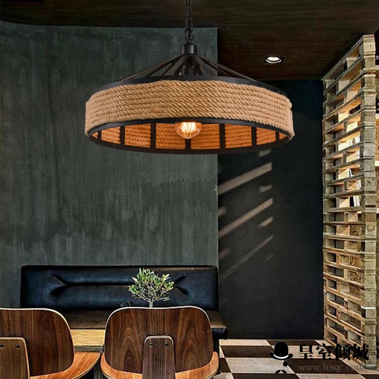 

American country industrial retro Iron Pendant Light creative personality living room single rope Pendant lamps Bar Restaurant