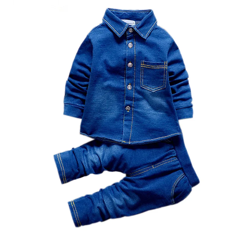 1,2,3,4 T Baby Denim Clothing Set For Boys And Girls Clothes Solid 2PCS ...