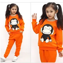 Детские хлопковые комплекты одежды для мальчиков и девочек с героями мультфильмов: футболка с длинными рукавами+ штаны, новые осенние комплекты для детей 2-5 лет, зеленый и оранжевый цвета