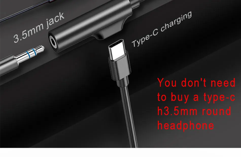 !ACCEZZ 2 In 1 Audio&Charging Hearphone Adapter Connerter Cable For Xiaomi Mi 6 USB Type C To 3.5mm Jack Aux Splitter Converter (8)